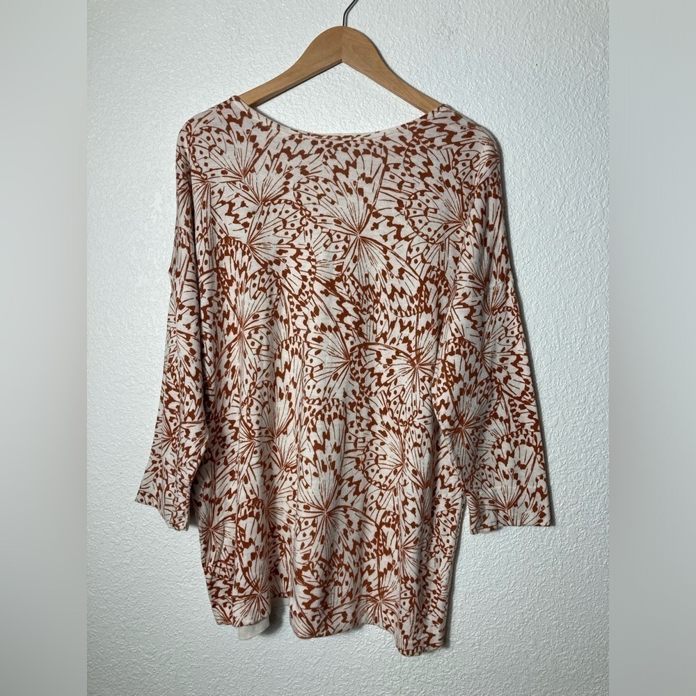 J Jill XL butterfly print sweater drop shoulder